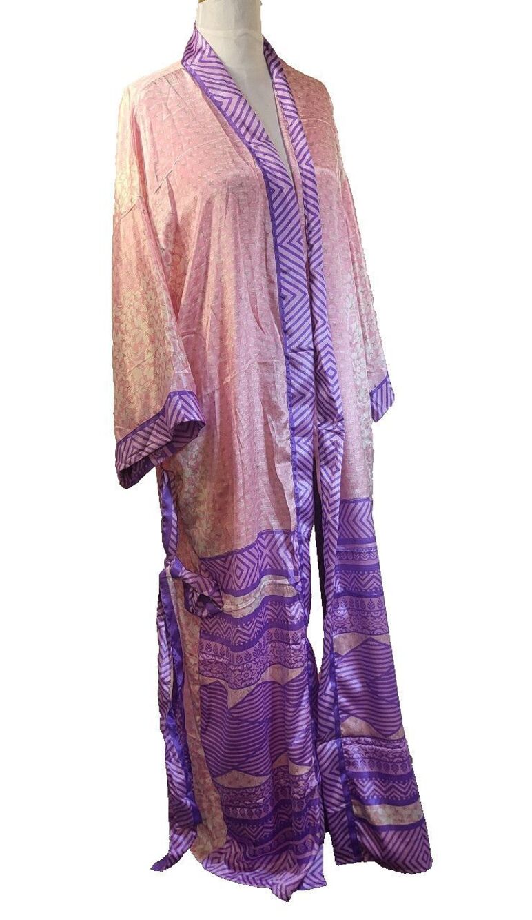 Gorgeous Silk Robe Made From Recycled Saris Kimono Style One Size